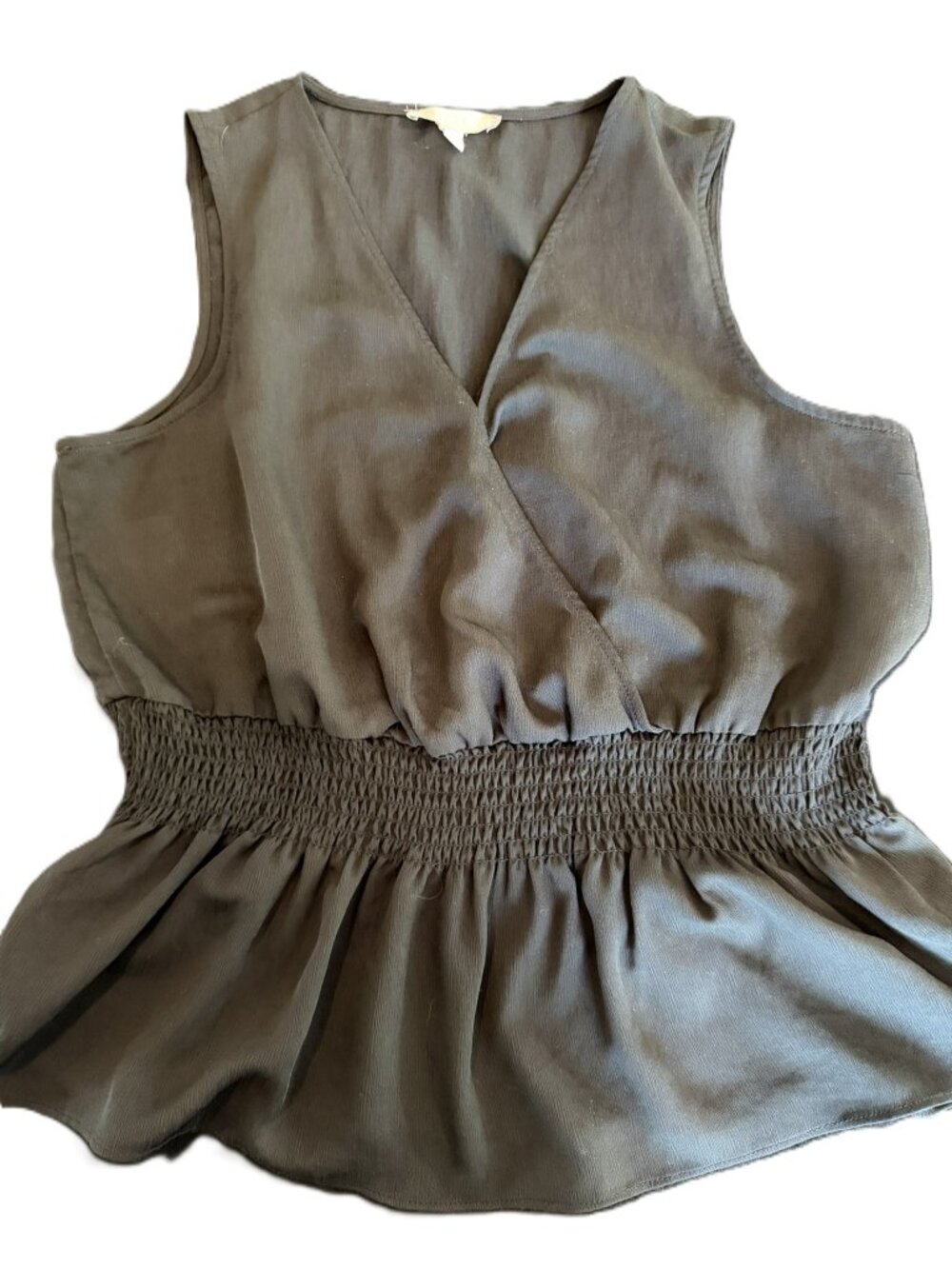 Chelsea28 Black Ruched Peplum Tank Top